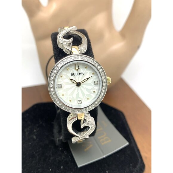 Bulova Women's Watch 98X120 Quartz Mother of Pearl Dial Two Tone Petite 24mm - Picture 13 of 14